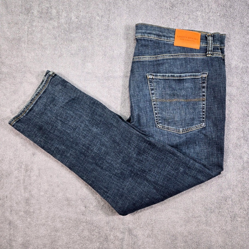 Lucky Brand 410 Athletic Slim Jeans Mens (40) 38x30 Dark Wash Blue Denim